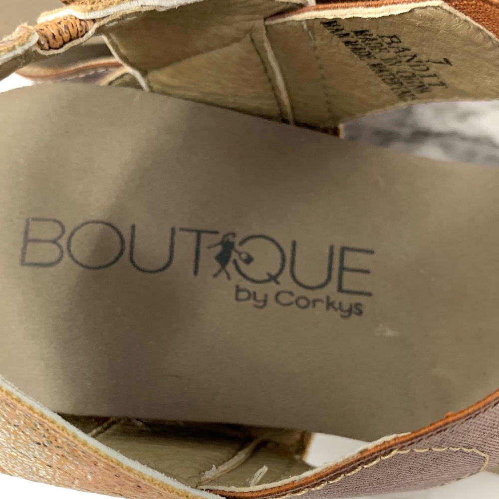 Boutique By Corkys Bandit Bronze Wedge Comfort Sandals 7 Boho Classic Resortwear - Picture 14 of 16